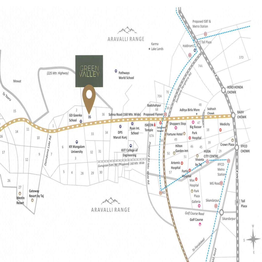 LID Green Valley Sector 35 Sohna Location Map
