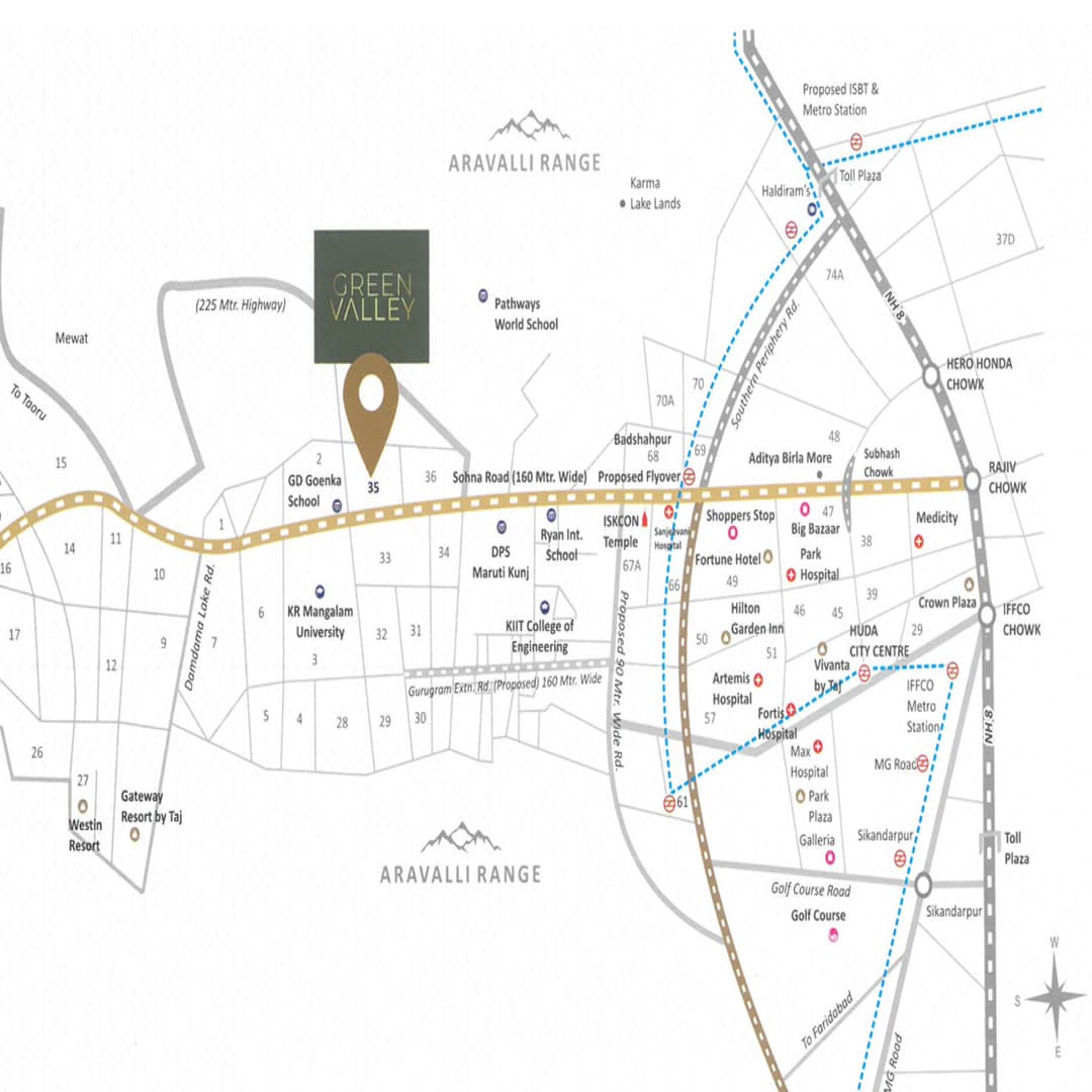 LID Green Valley Sector 35 Sohna Location Map