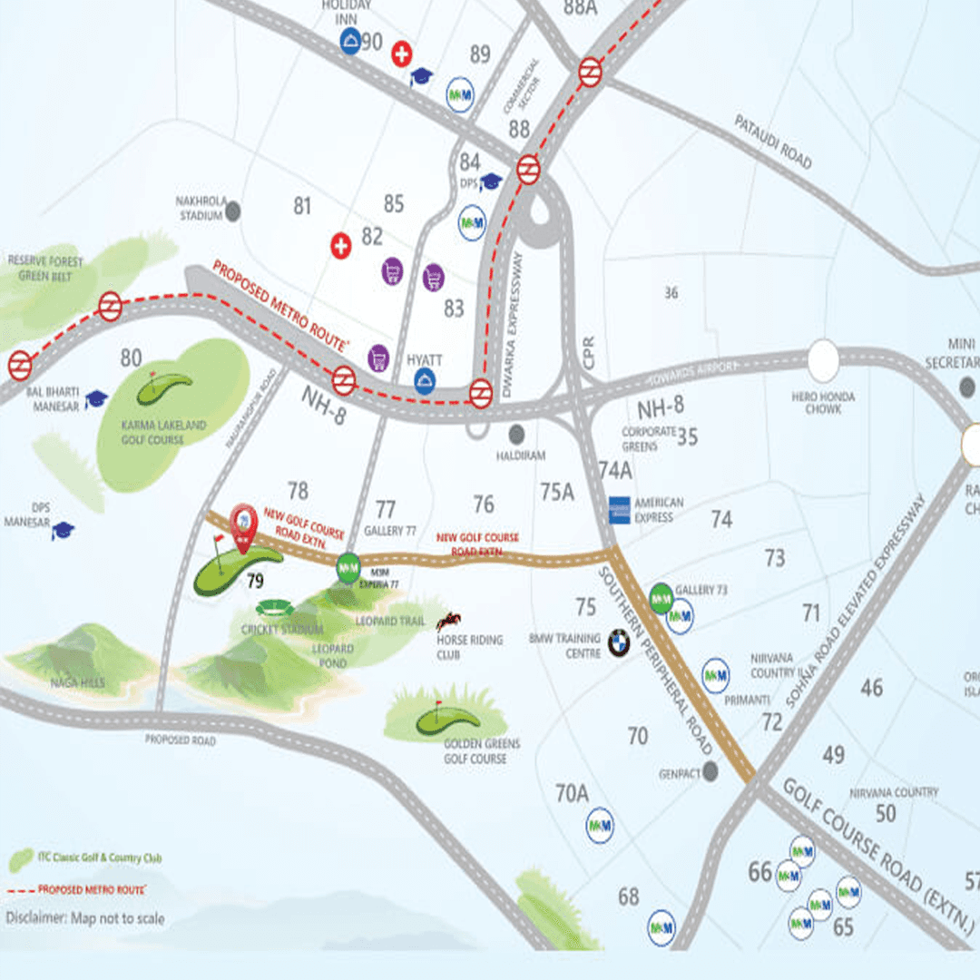 M3M Golf Hills Location Map