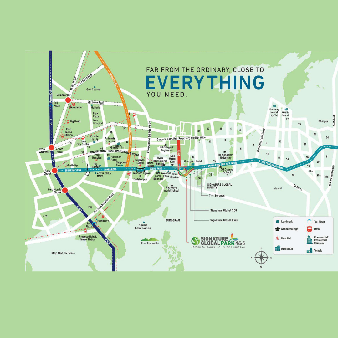 Signature Global Park 4&5 Sector 36 Location Map