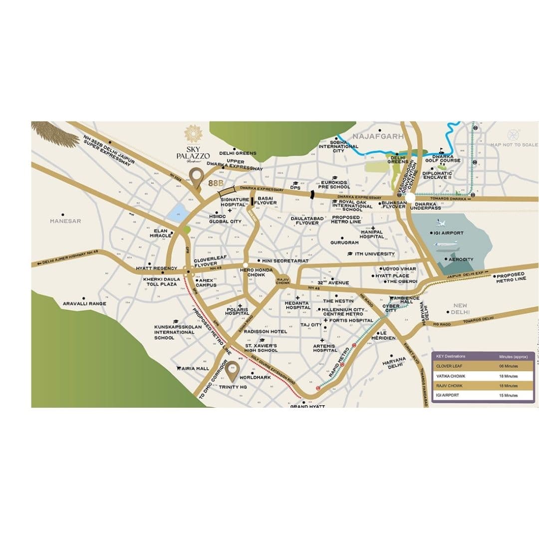 Trinity Sky Palazzo Gurgaon Sector 88b Gurgaon Location Map