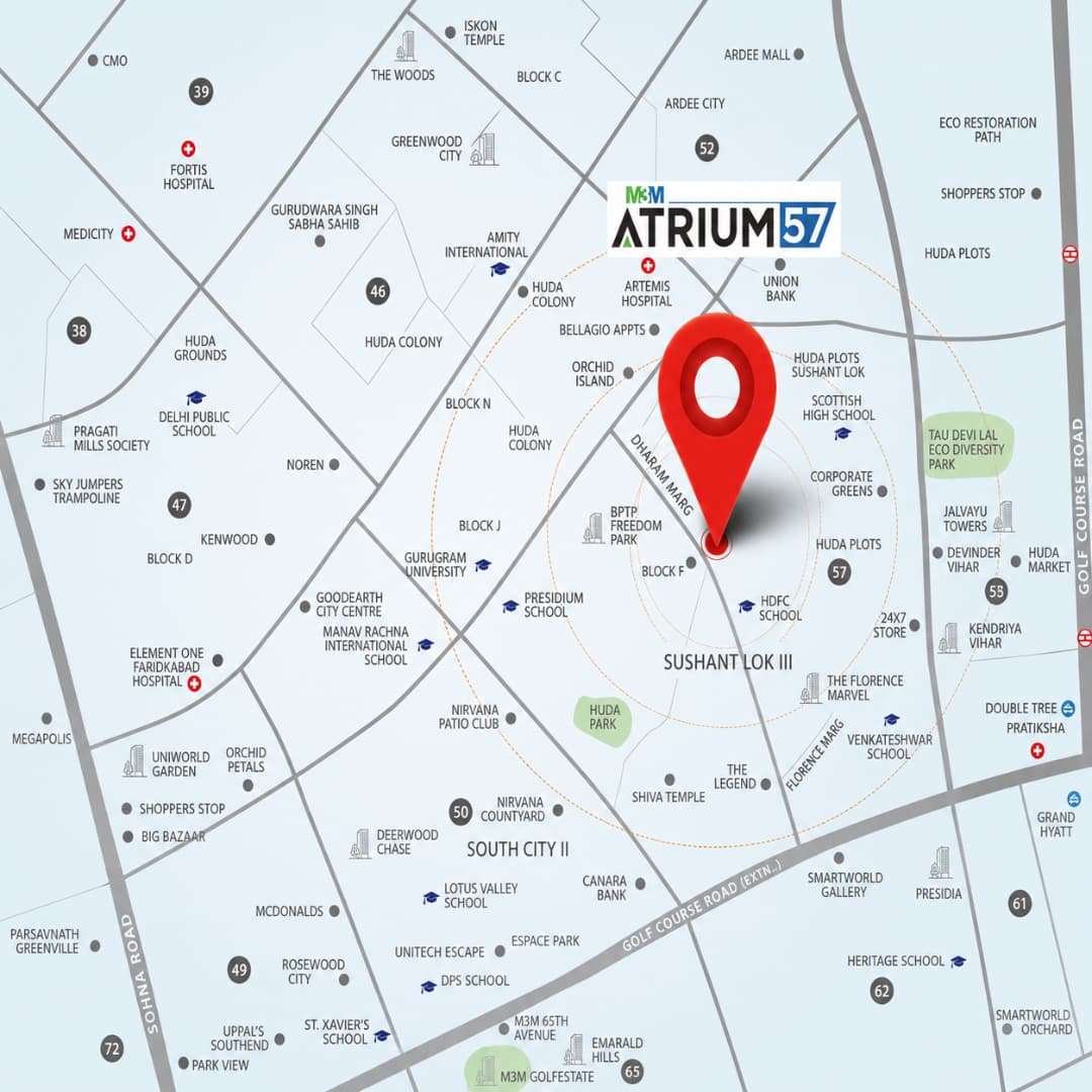 M3M Atrium 57 location map