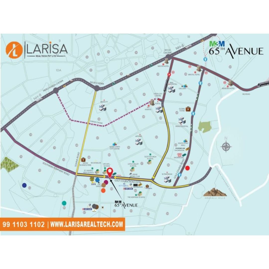M3M 65th Avenue Location map
