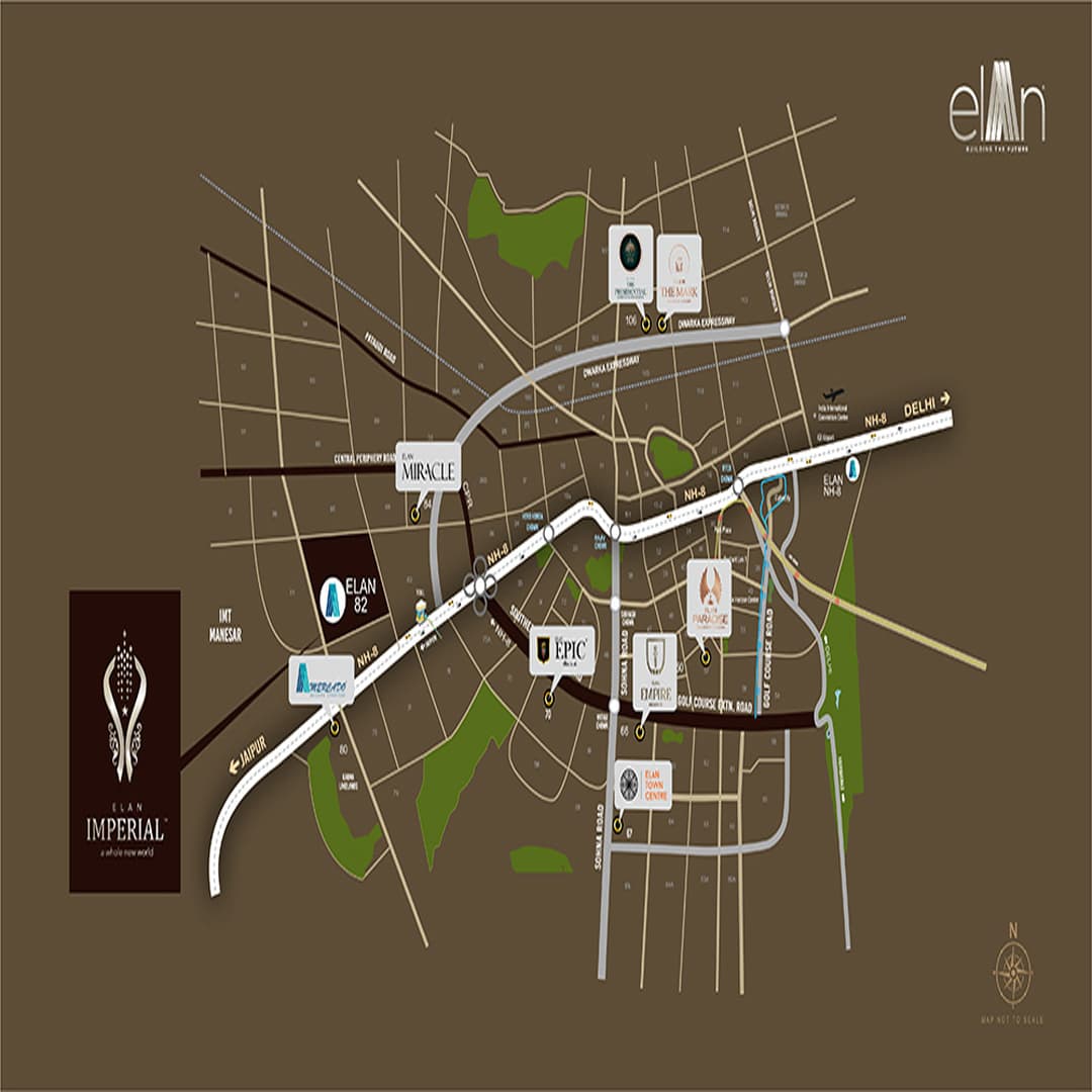 Location Map of Elan Imperial Sector 82 Gurgaon