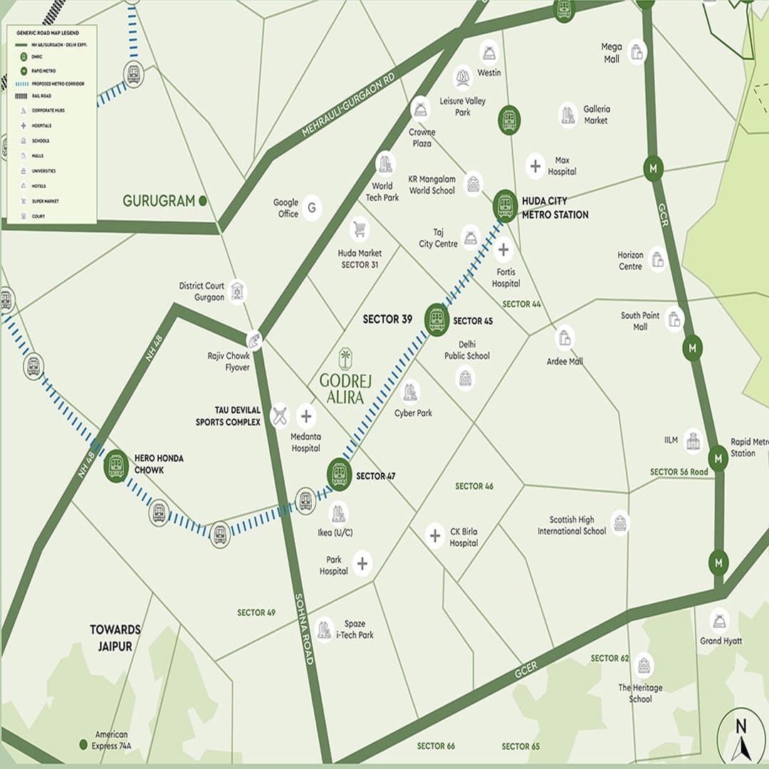 Location Map of Godrej Alira Sector 39 Gurgaon