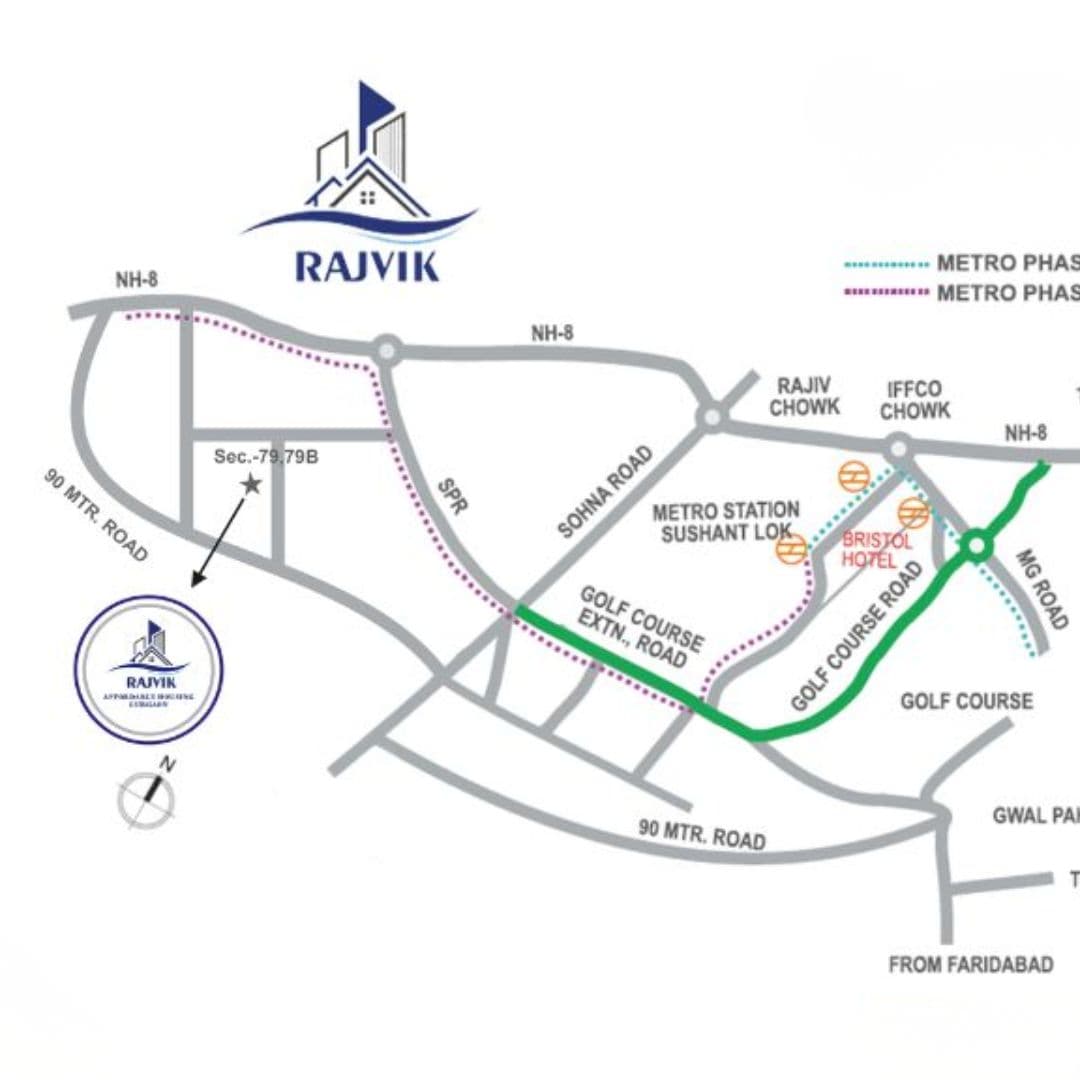 Location map of Rajvik Plaza Sector 79b