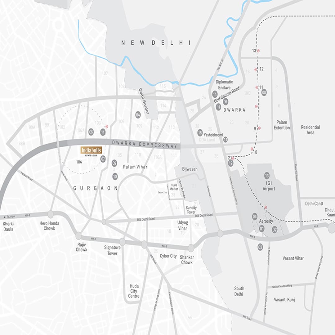 Location map of Indiabulls Sector 104