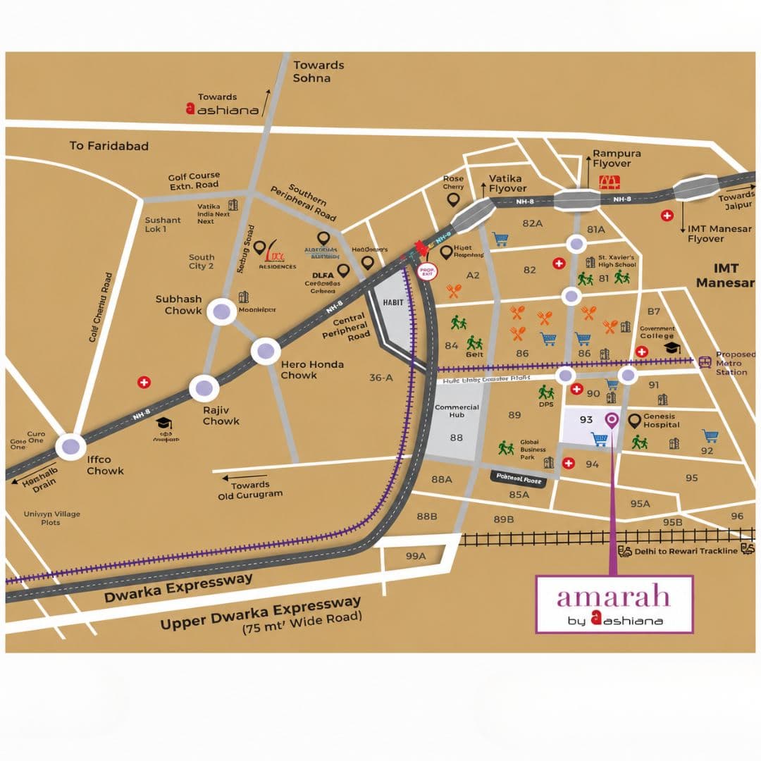 Ashiana Amarah Phase 3 Location Map