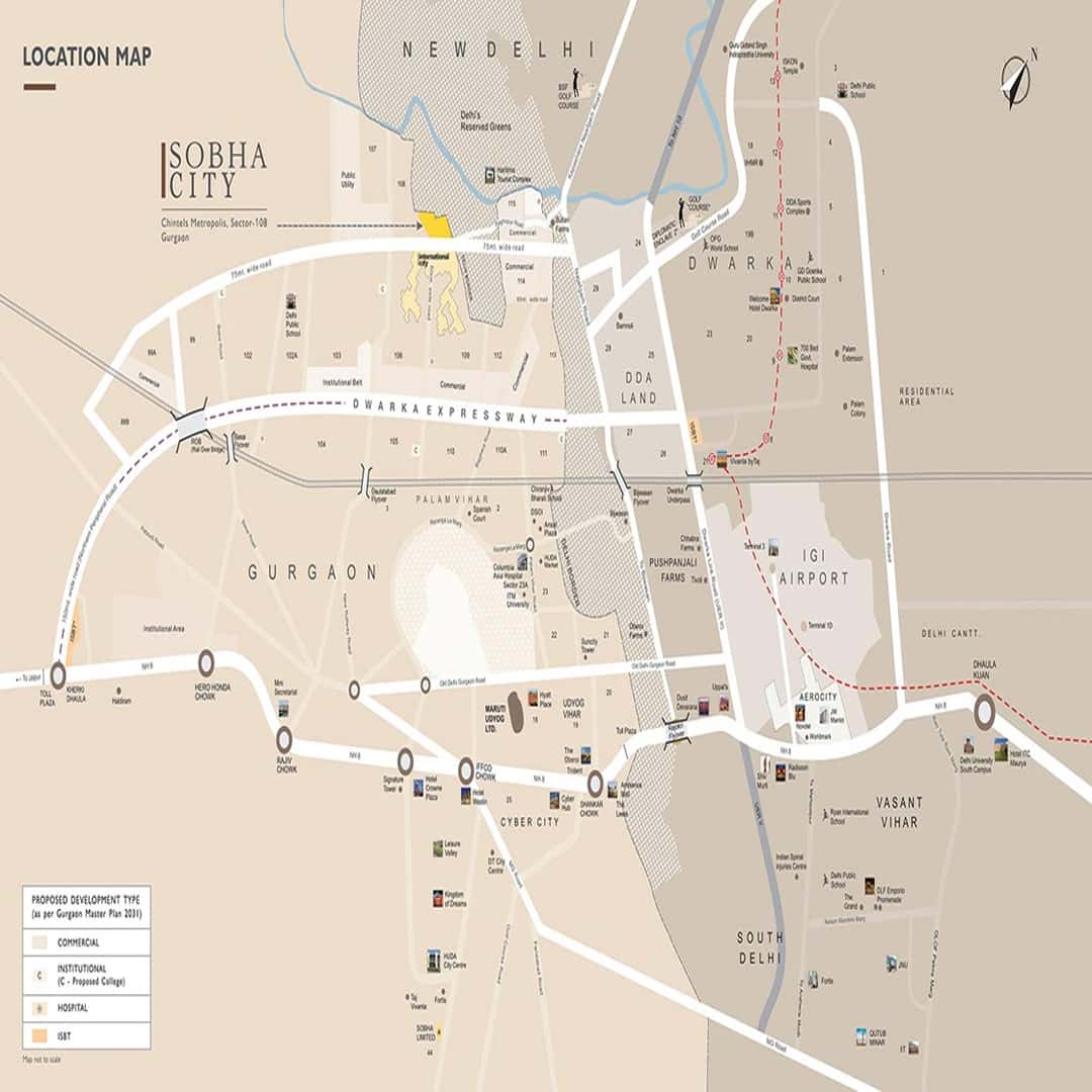 Location Map of Sobha City 108