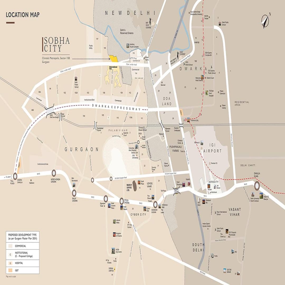 Location Map of Sobha City 108