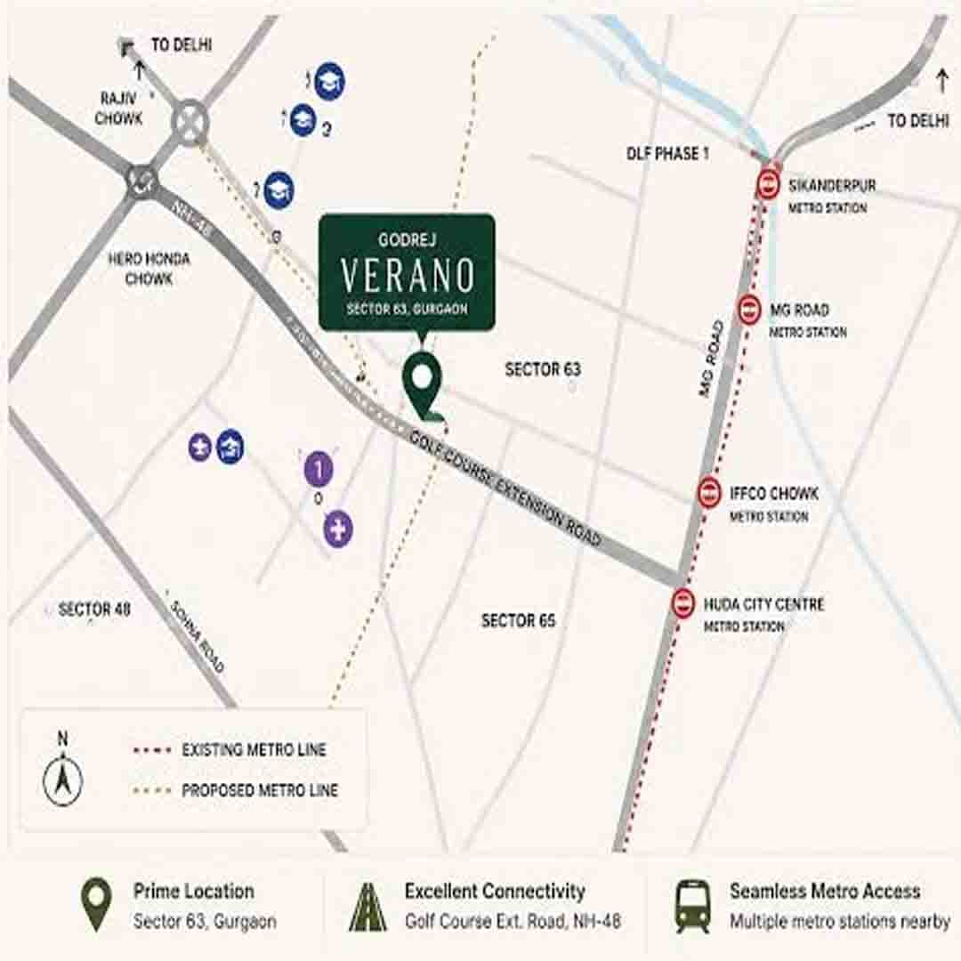 Location map of Godrej Verano Sector 63