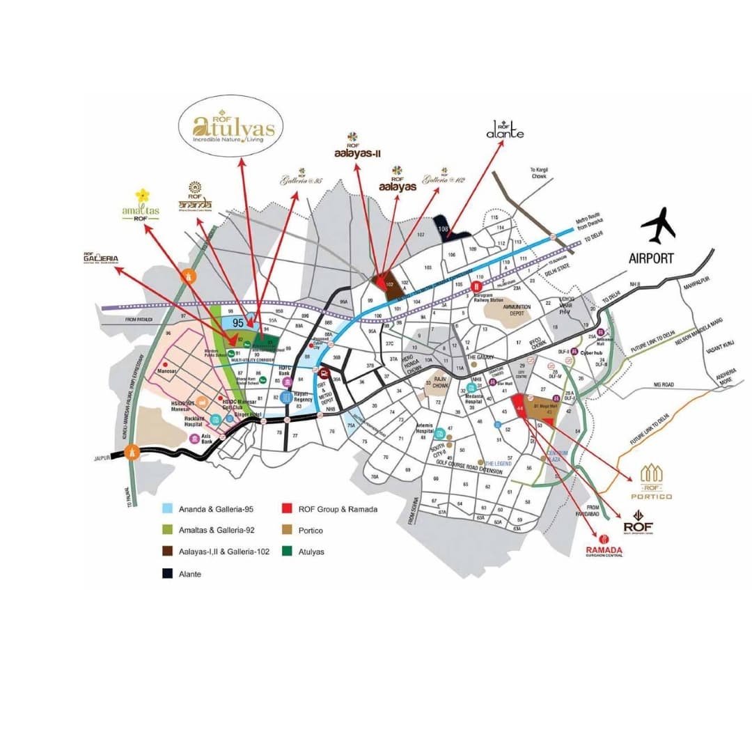 ROF Atulyas Sector 93 Gurgaon Location Map
