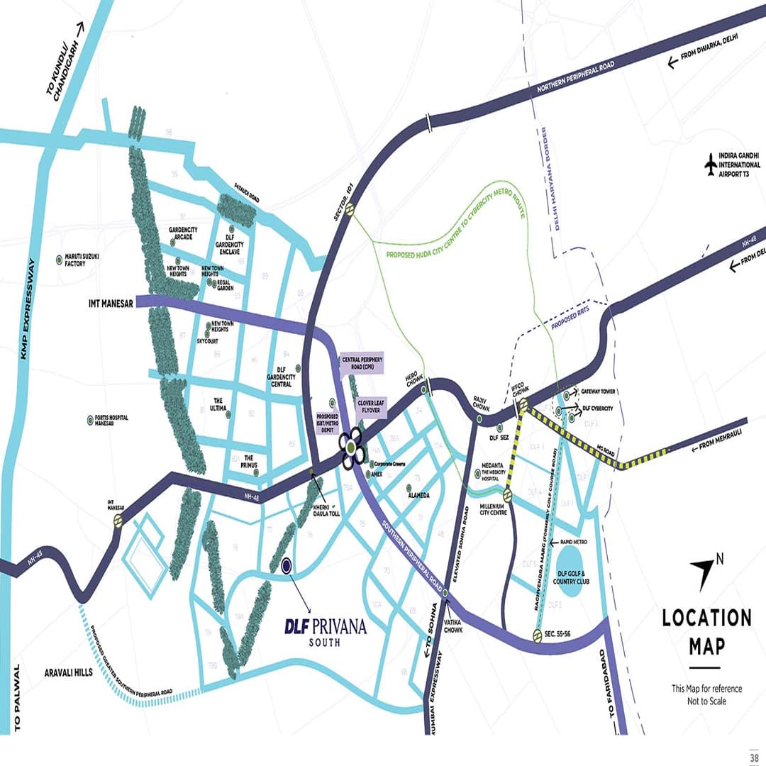 Location map of DLF Privana South Sector 77
