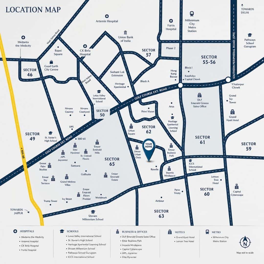 Emaar Amaris Sector 62 location map