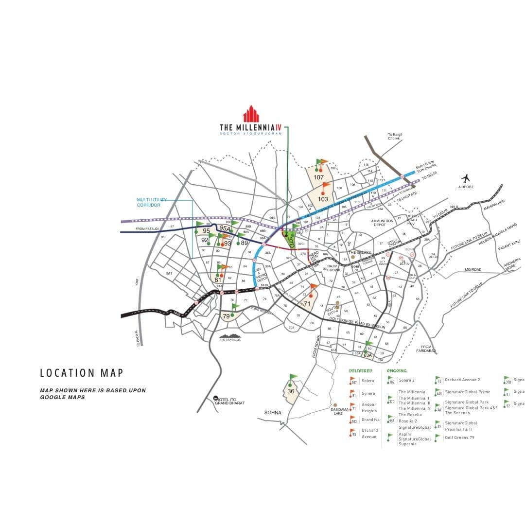 Signature Global Millennia 4 Gurgaon Location Map