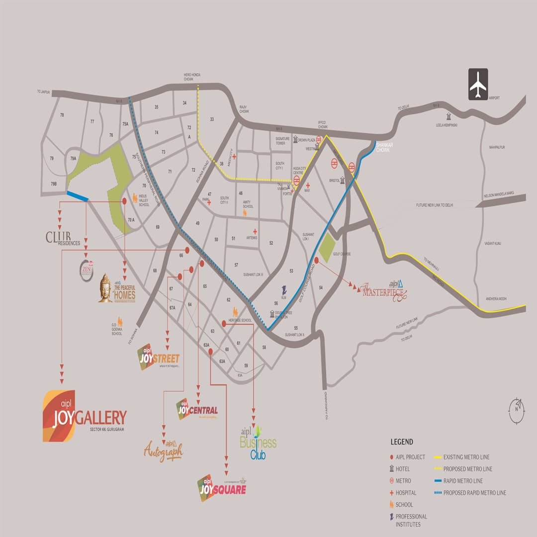 Location Map of AIPL Joy Gallery