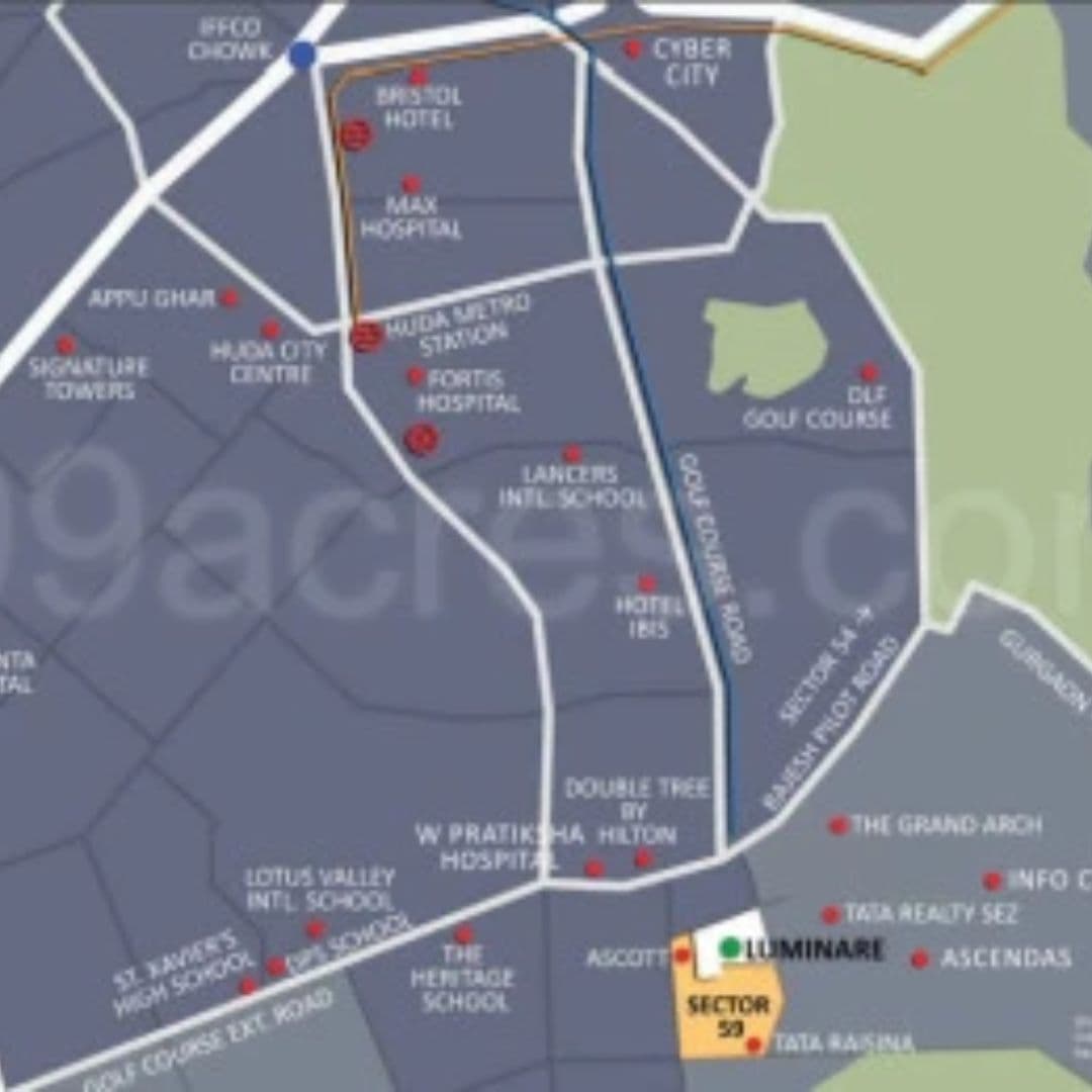 Mahindra Luminare Gurgaon map