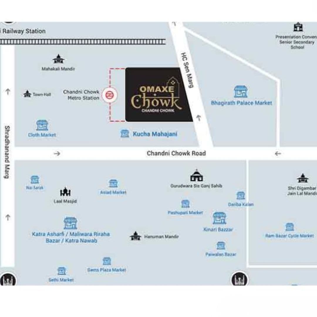 Location map of Omaxe Chandni Chowk