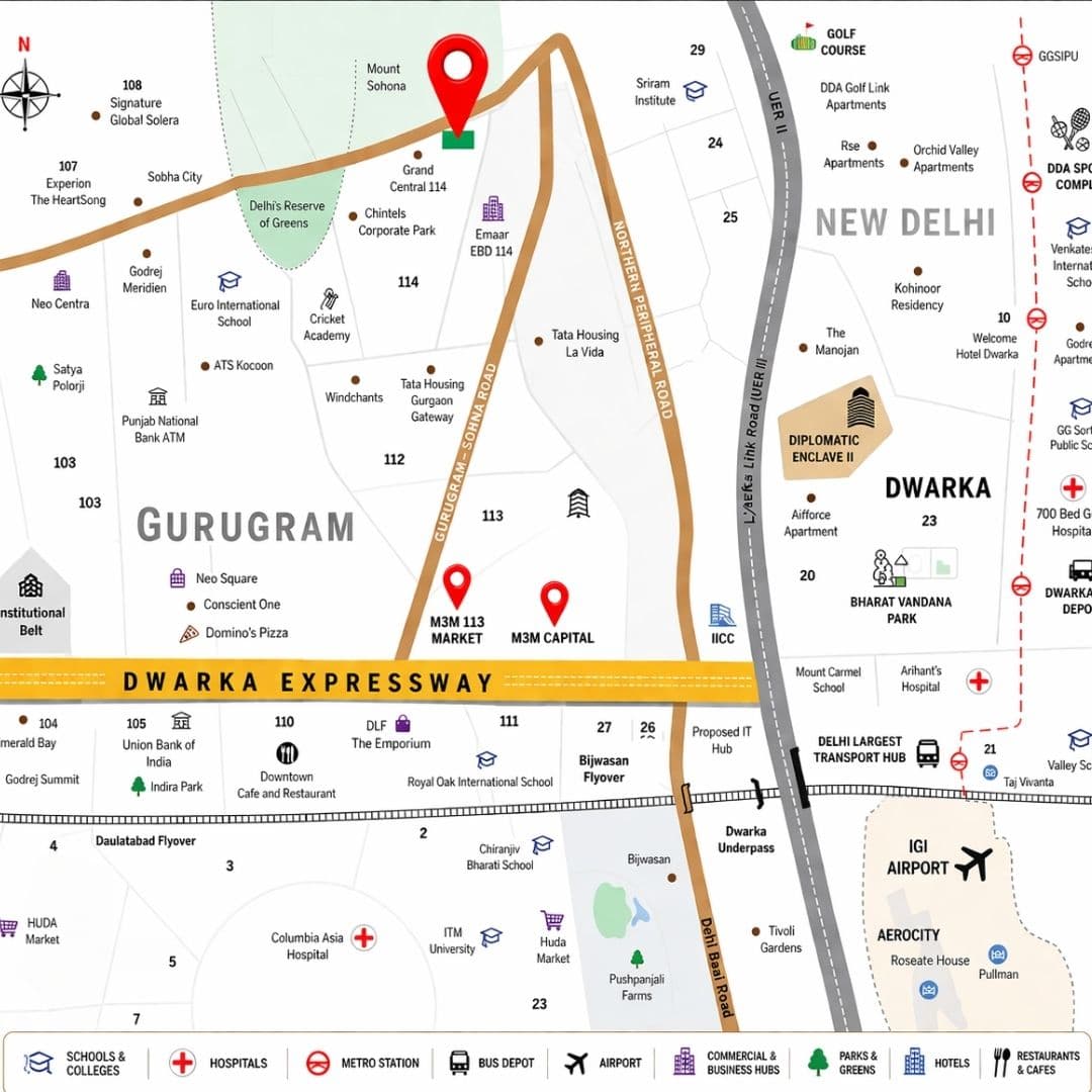 M3M 114 Market Sector 114 Gurgaon Location Map