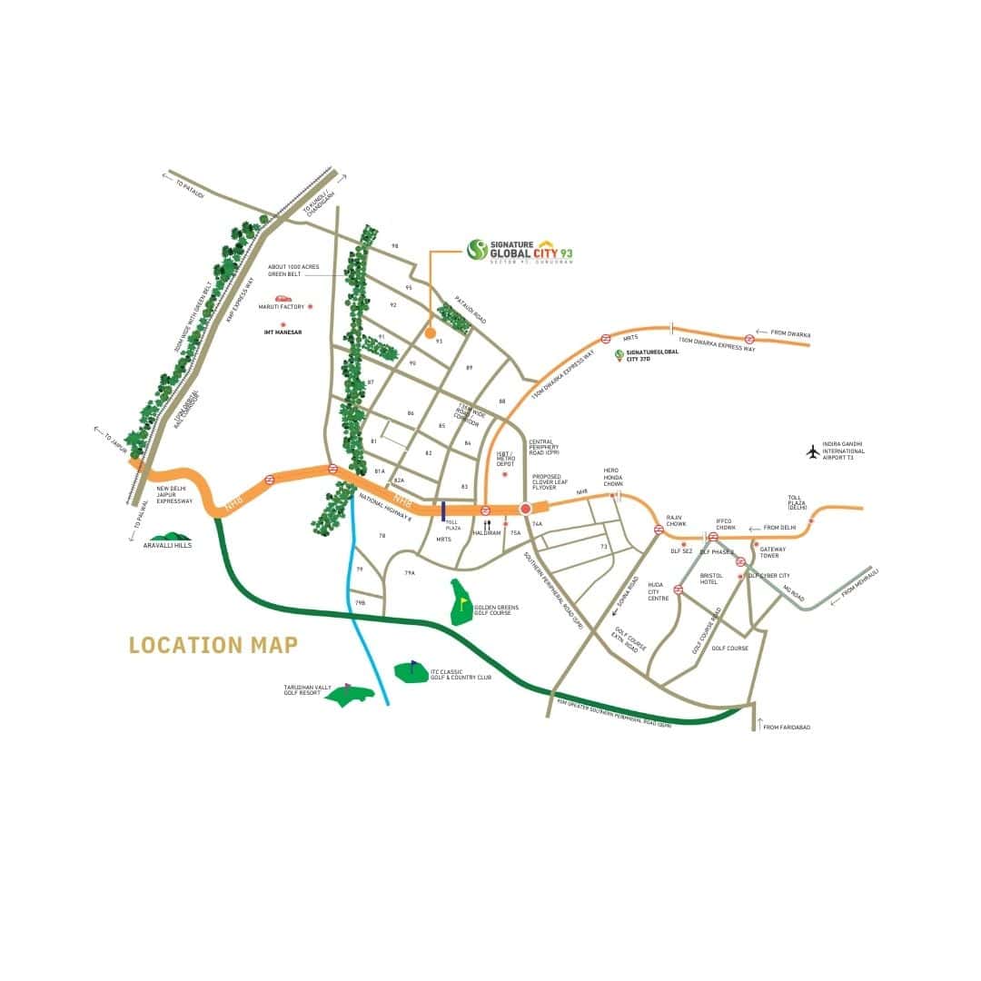 Signature Global City Sector 93 Location Map