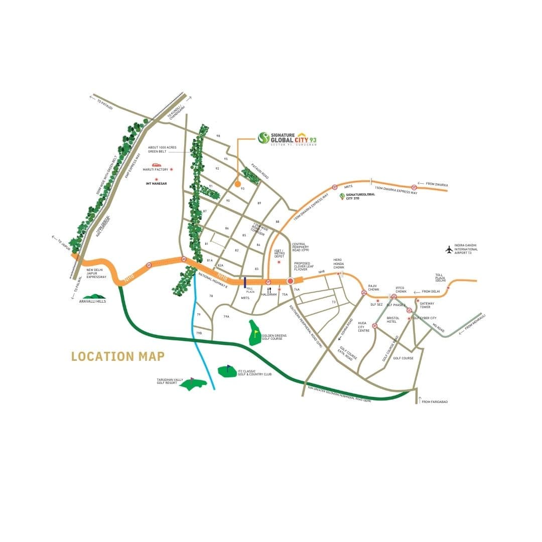 Signature Global City Sector 93 Location Map