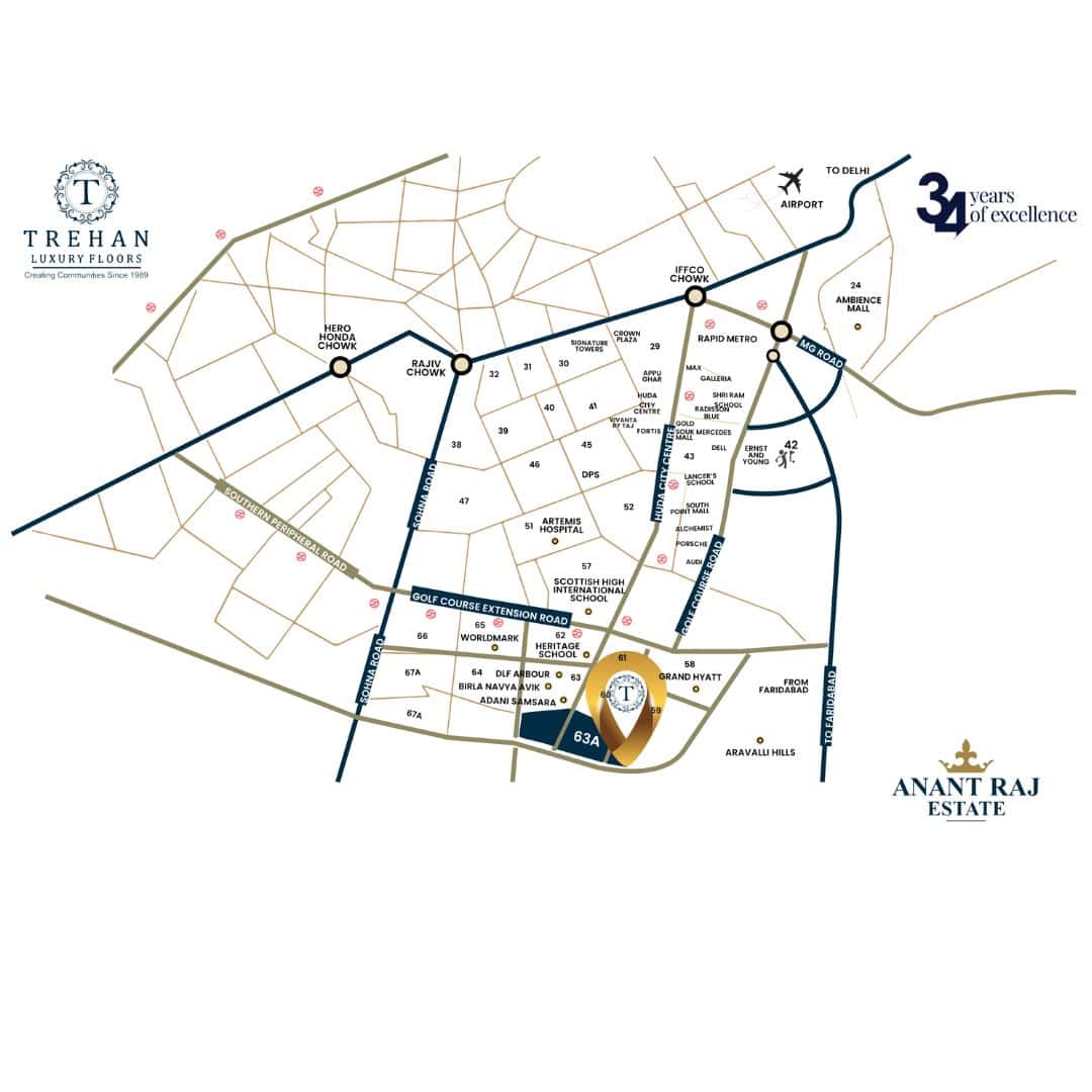 Trehan Luxury Floors Sector 63A Location Map