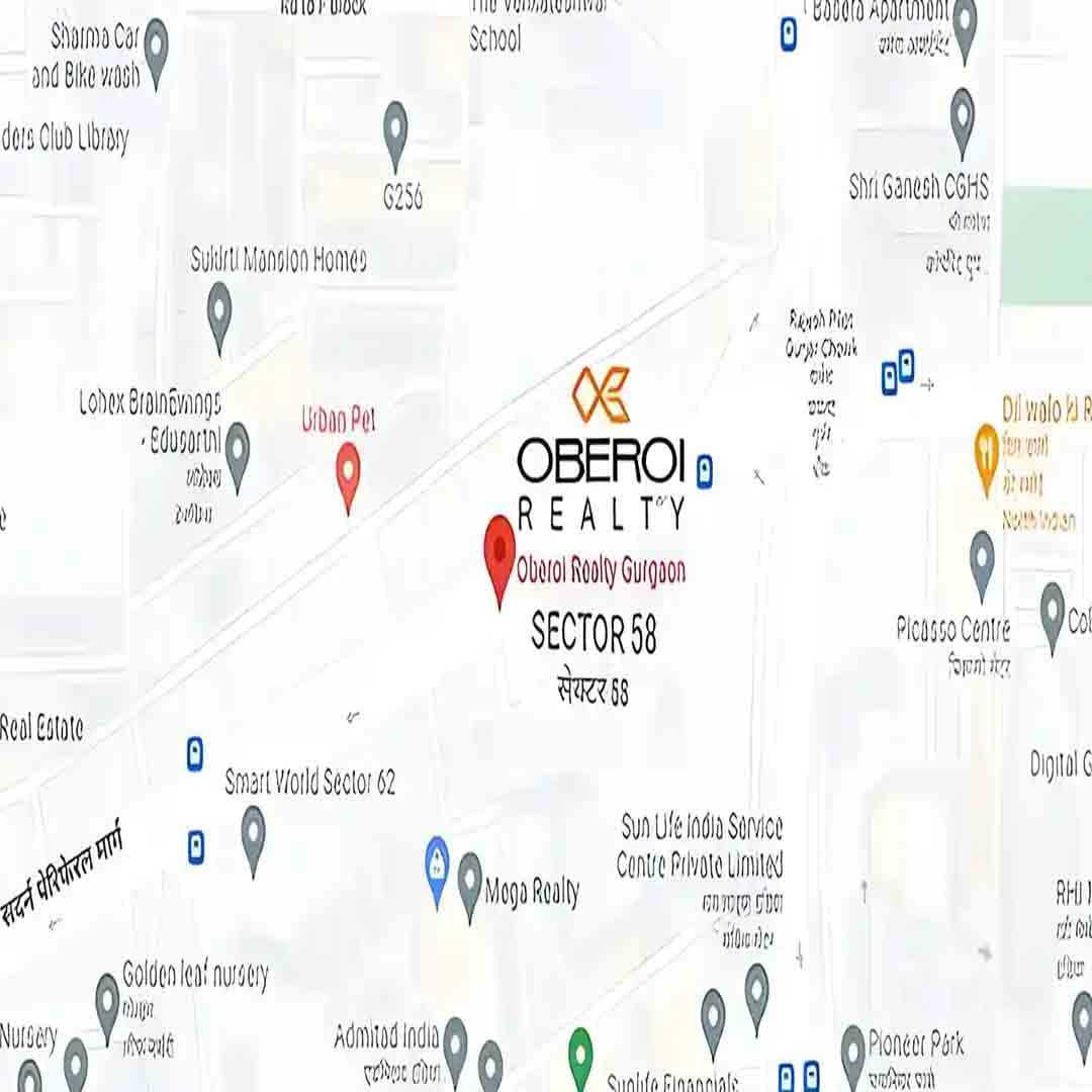 location map of Oberoi Realty Three Sixty North