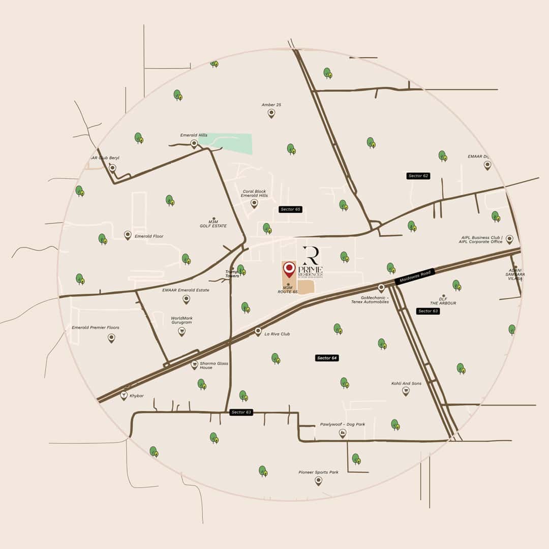 Location Map of Prime Residences Sector 65