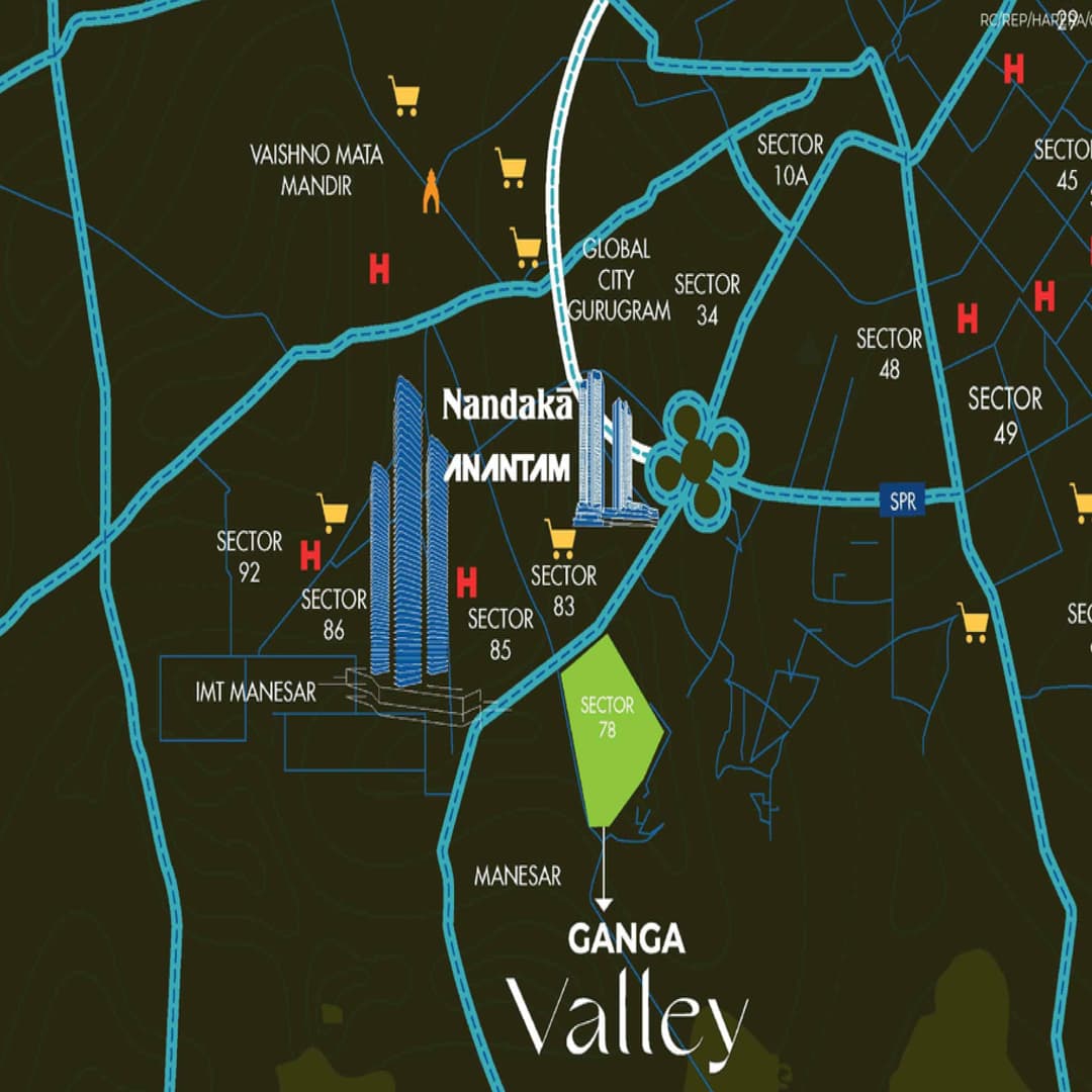 Location map Of Ganga Valley Sector 78 Gurgaon
