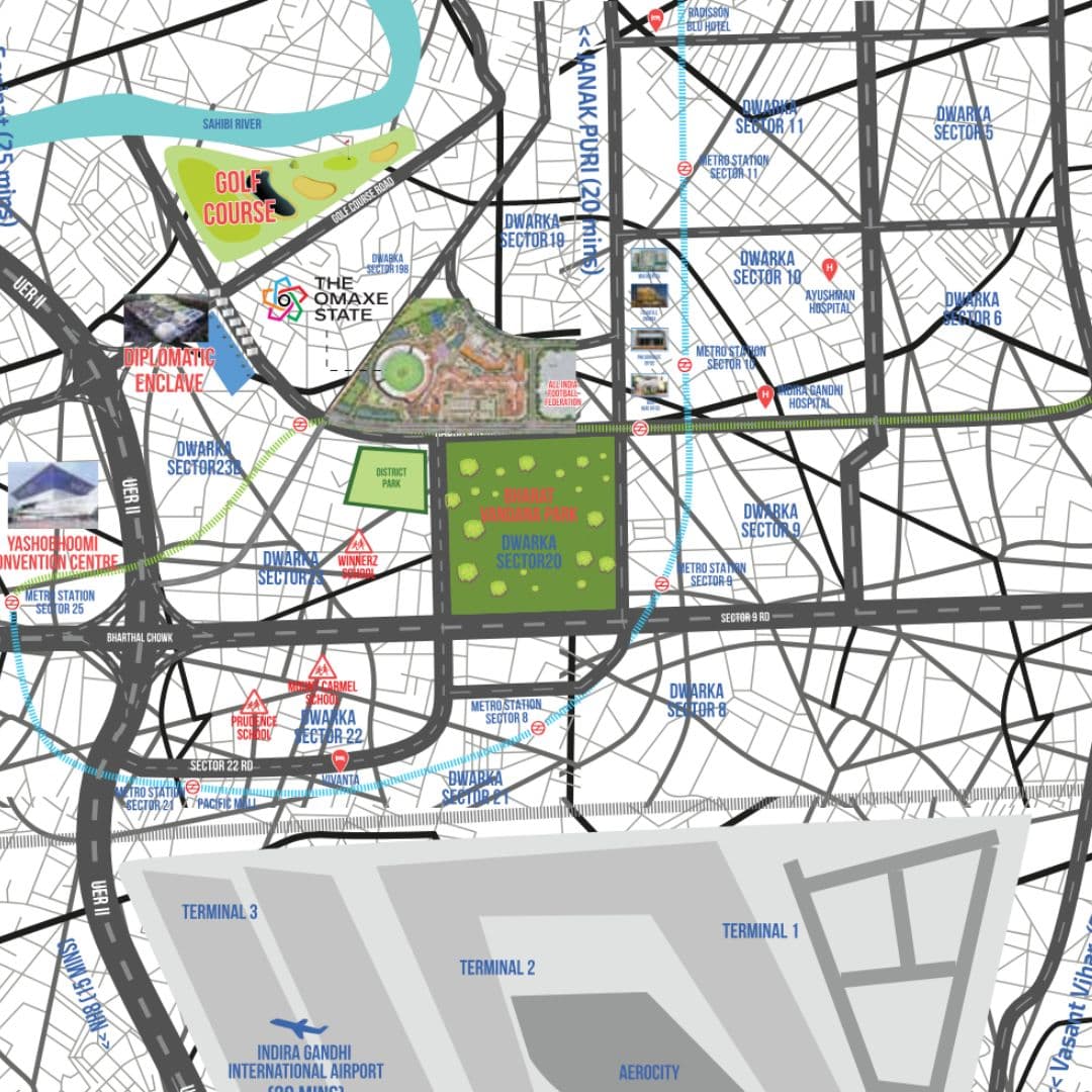 The Omaxe State Dwarka Location Map