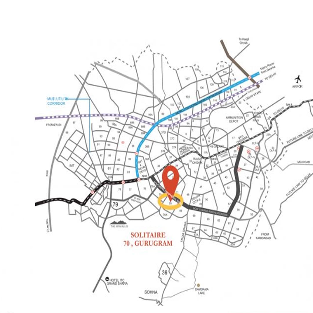Location map of Solitaire 70