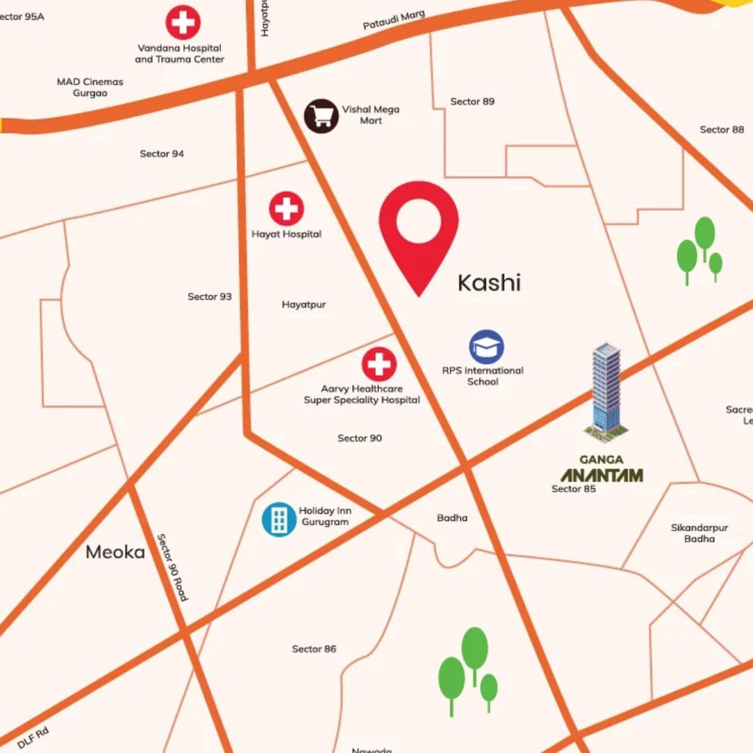 Ganga Kashi Floors Sector 89 Location Map