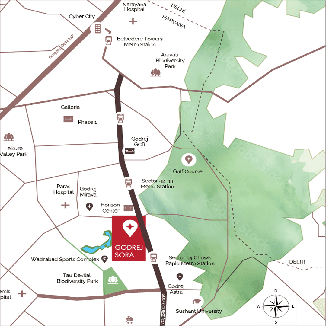 Godrej Sora Gurgaon Location Map