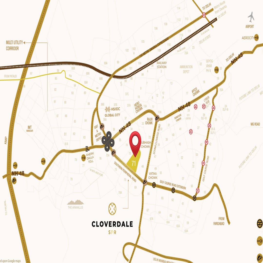 Location Map of Signature Global Cloverdale Gurgaon