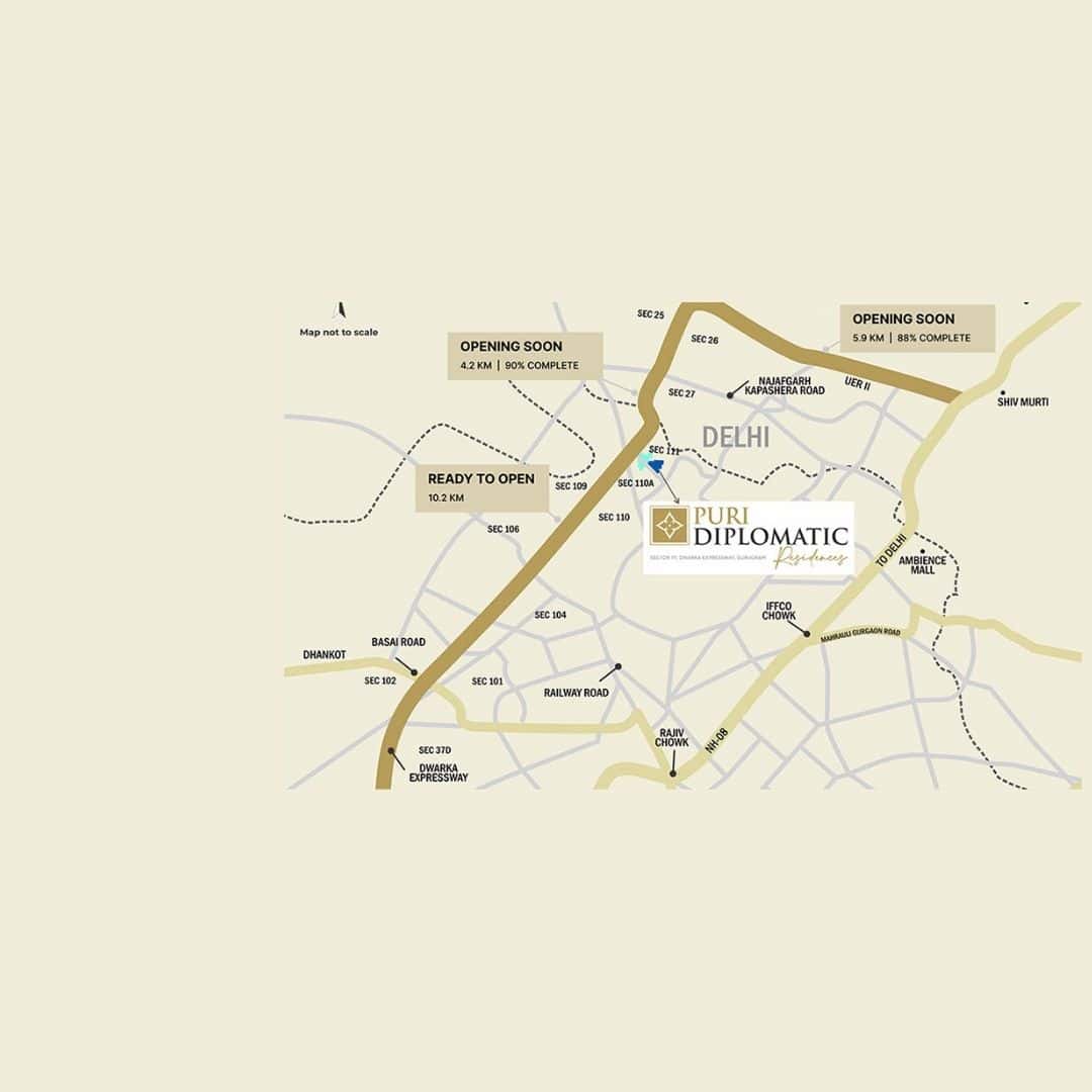 Puri Diplomtic Residences Gurgaon Location Map