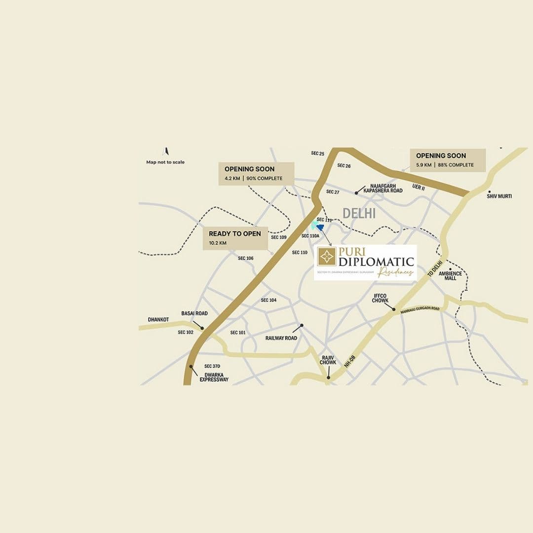 Puri Diplomtic Residences Gurgaon Location Map