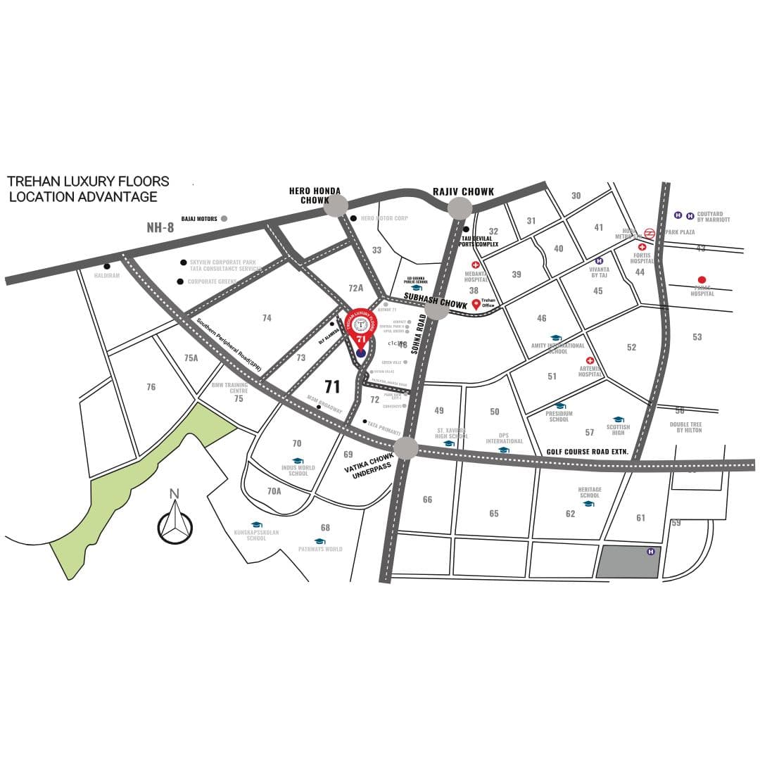 Trehan Luxury Floors Sector 71 Location Map