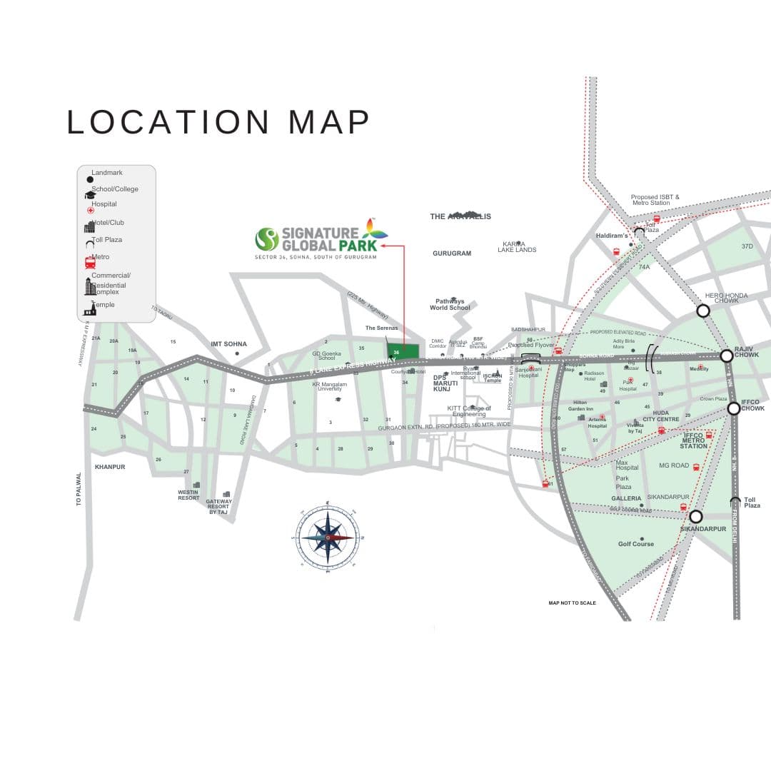Signature Global Park 2 & 3 Sector 36 Location Map
