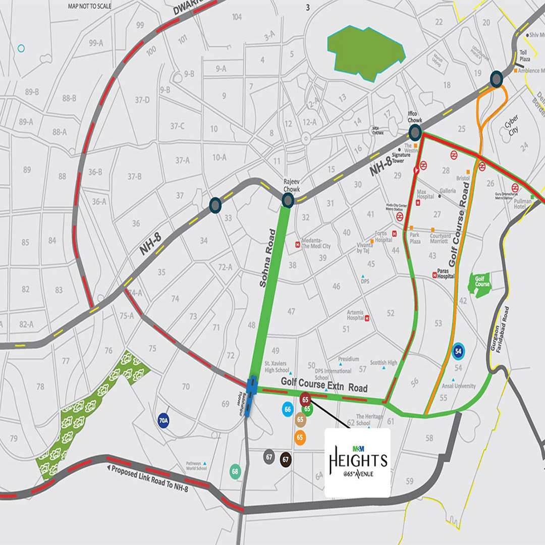 M3M Heights 65 Location Map