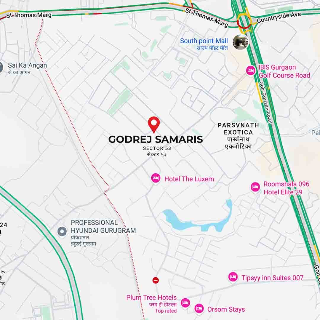 Godrej Samaris Project Location map