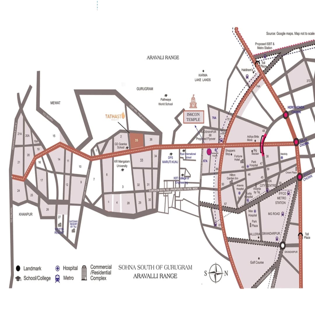Location Map of Ganga Realty Tathastu 35