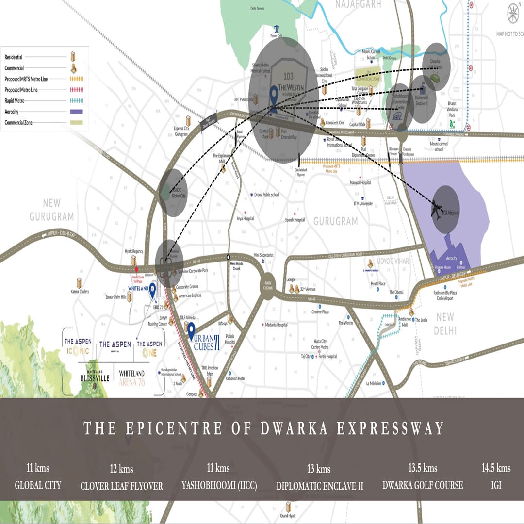 Whiteland Westin Residences Sector 103 Location Map