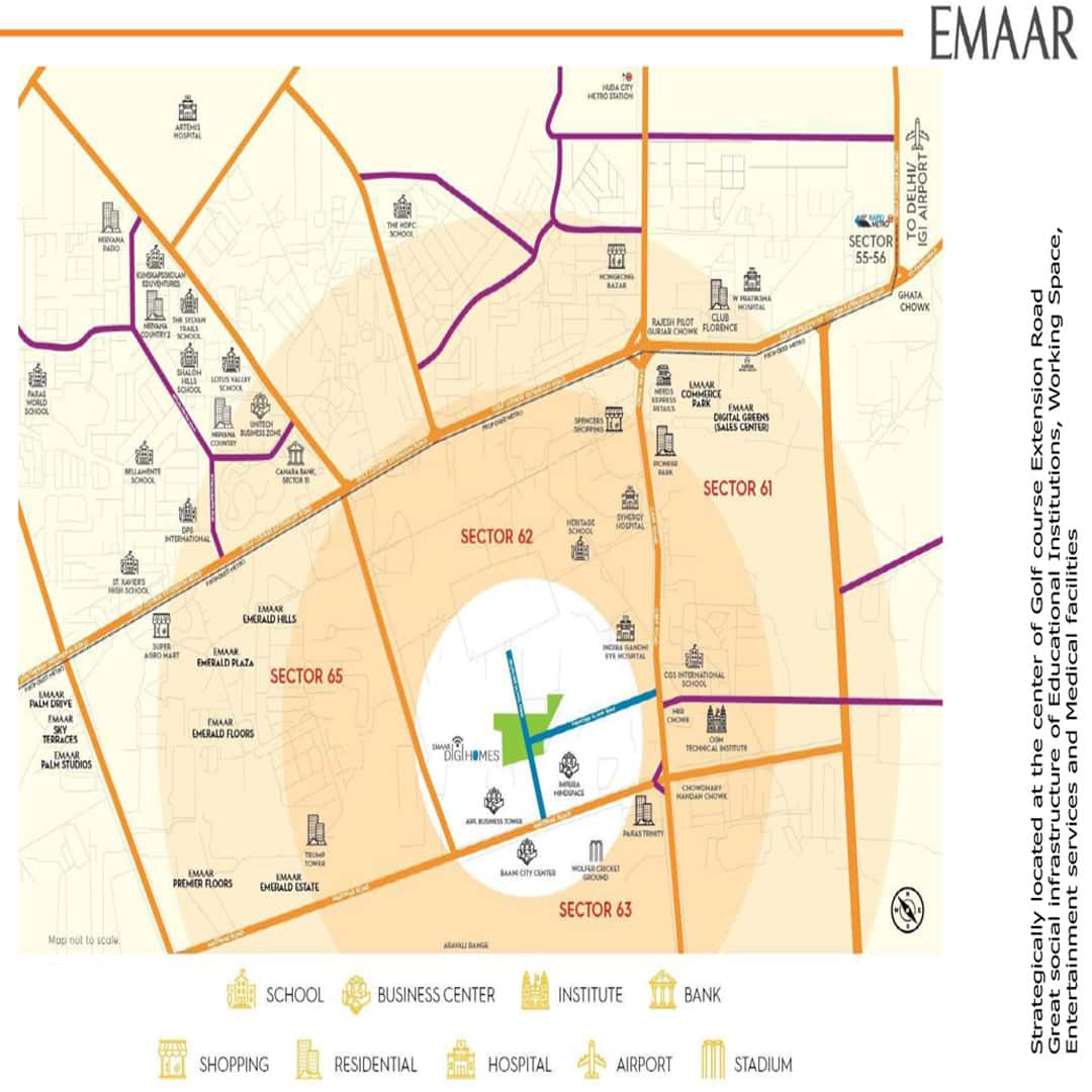 Emaar Digi Homes Sector 62 Location Map