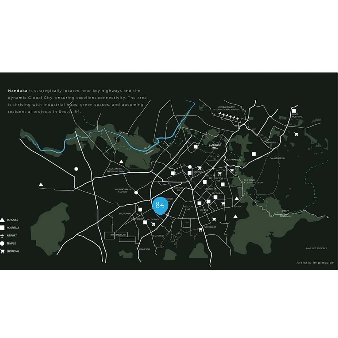 Ganga Realty Nandaka Sector 84 Location Map