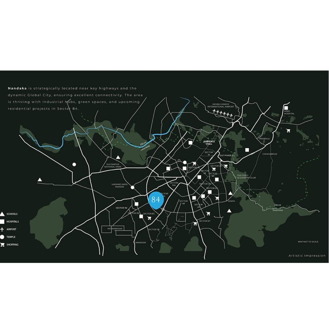 Ganga Realty Nandaka Sector 84 Location Map