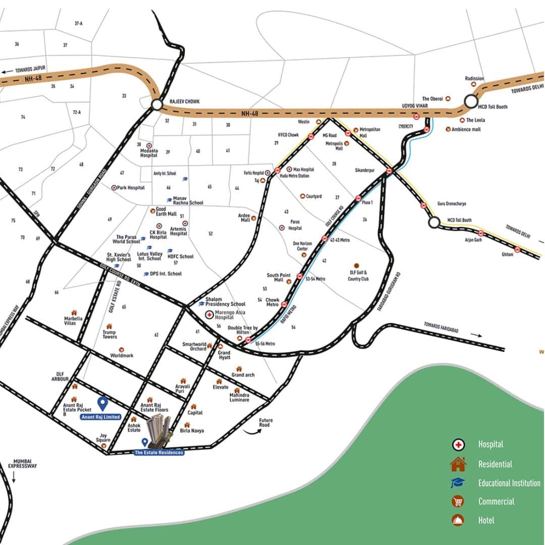 The Estate Residences Sector 63A Location Map