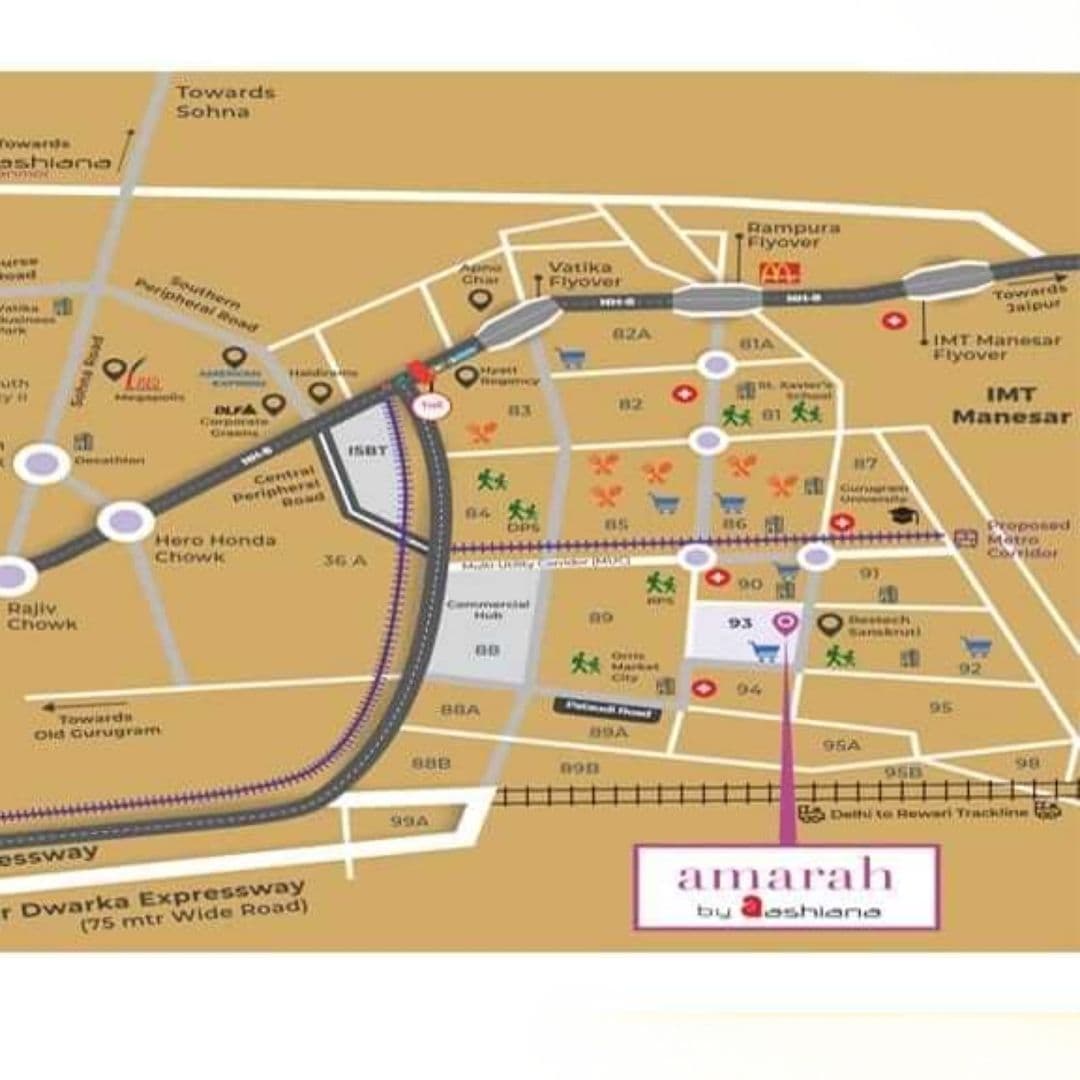 Ashiana Amarah Phase 3 Location Map