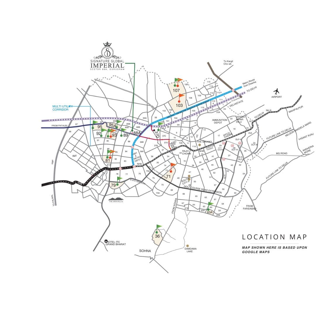 Signature Global Imperial 88A Gurgaon Location Map