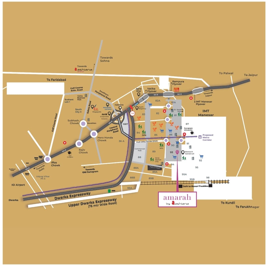 Ashiana Amarah Phase 5 Sector 93 Gurgaon Location Map