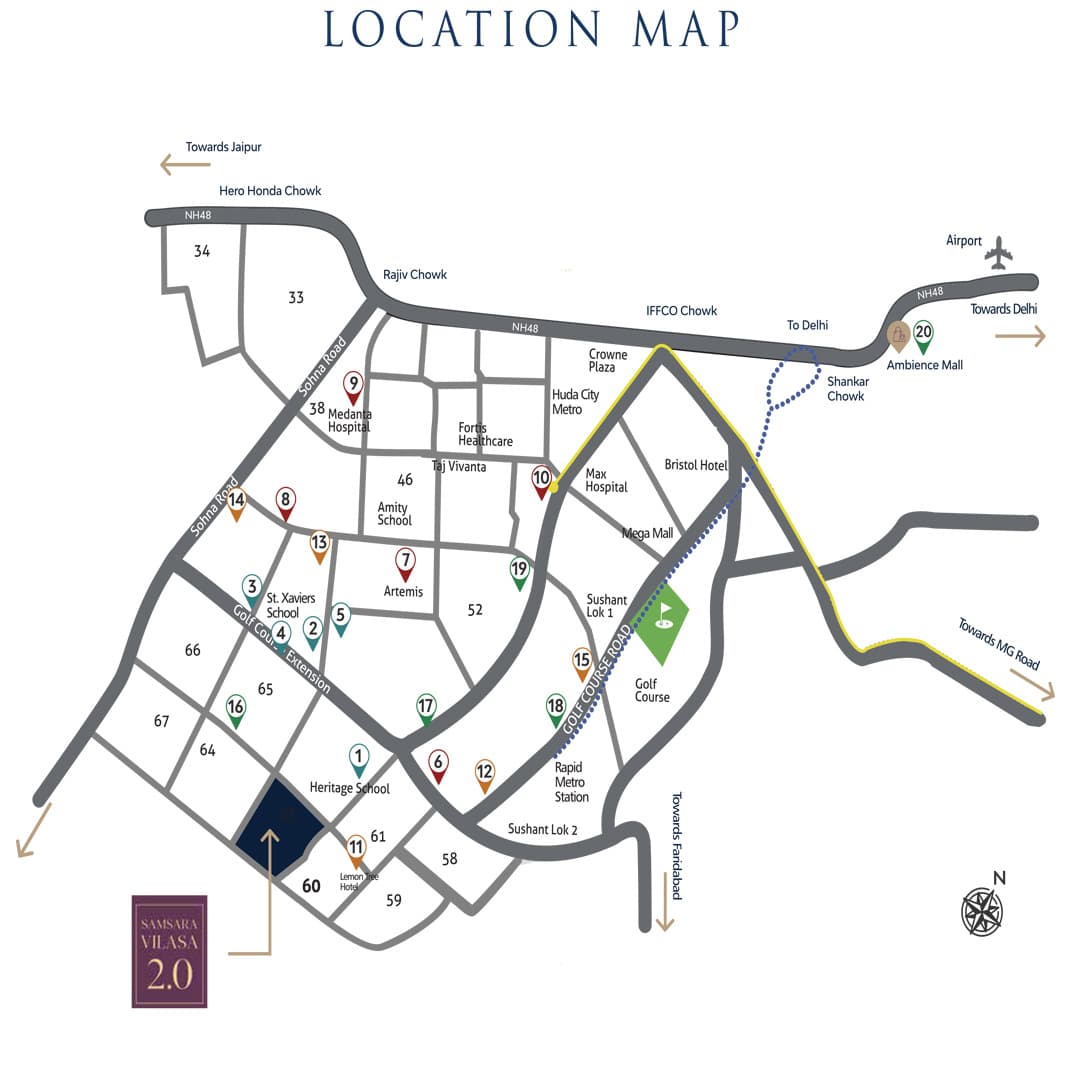 Adani Samsara Vilasa Sector 63 Location Map